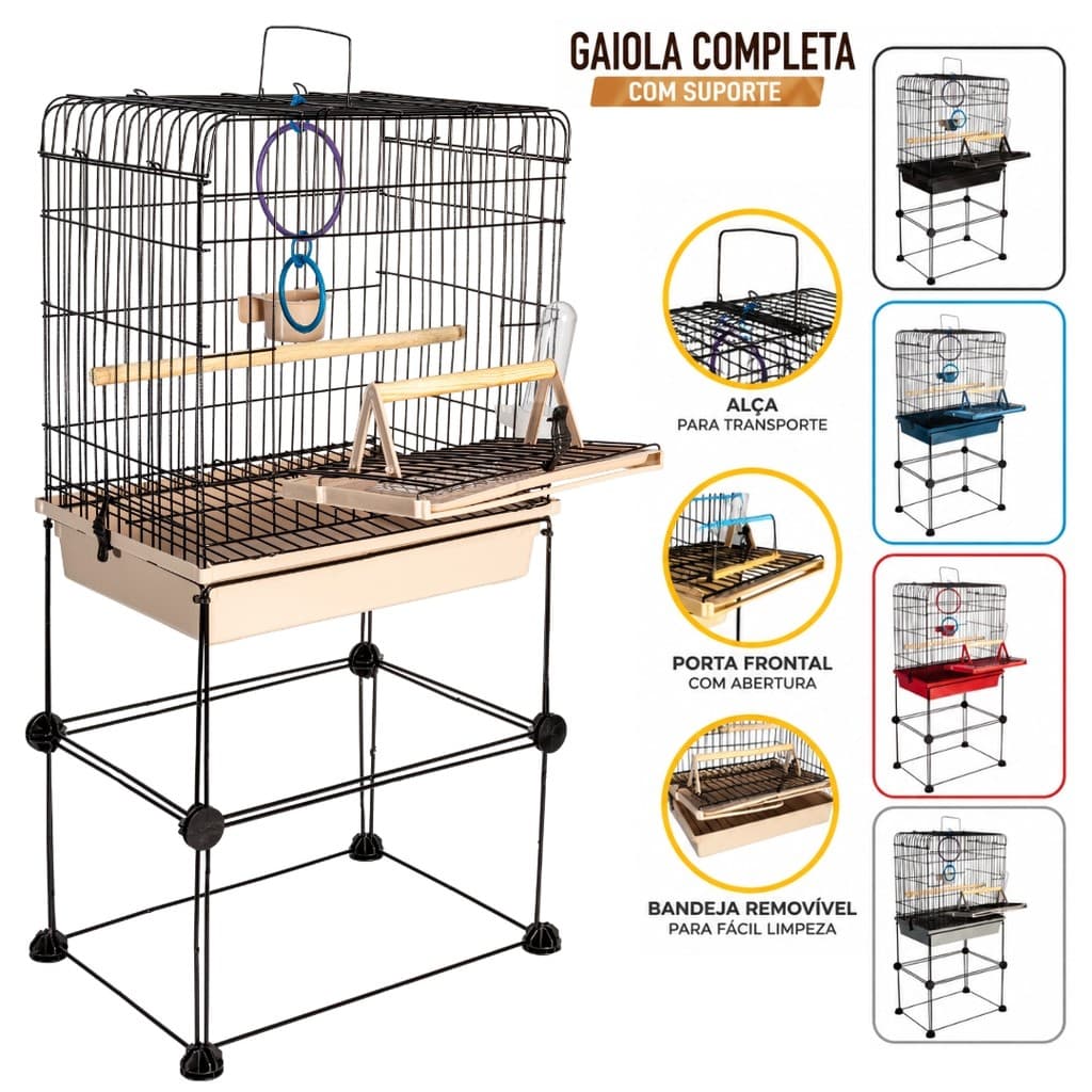 Gaiola para Calopsita com Suporte Slim Completa Junior