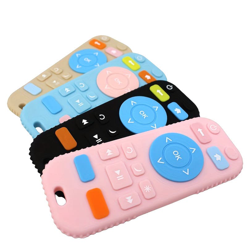 1 peça mordedor de bebê Silicone controle remoto mordedor dos desenhos animados controle remoto mordedor Molar brinquedo