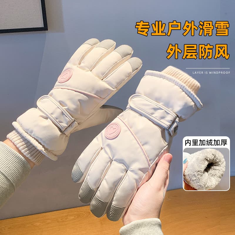 Luvas de esqui japonesas femininas inverno ciclismo veículo elétrico forro de lã espessamento moda quente à prova de fri