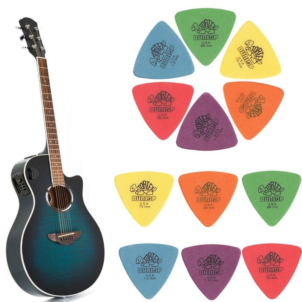 SUBEI 10 Peças Palhetas Para Guitarra Dunlop , Elétrica Delrin 0.5/0.6/0.73/0.88/1.0/1.14 Mm , Estilo Antiderrapante