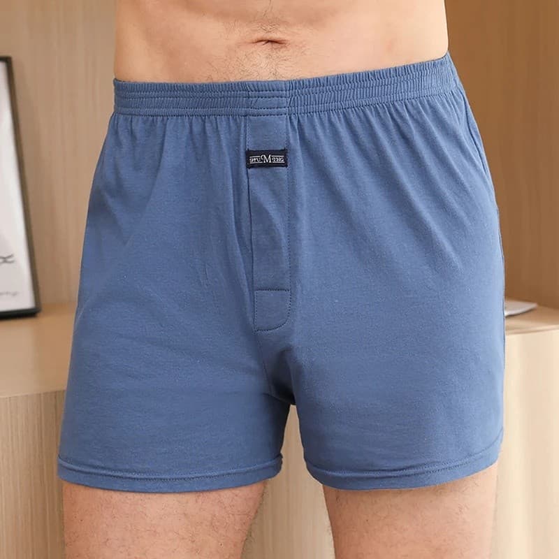 Calções de pijama masculinos 100% algodão, de verão, com cintura elástica, casuais, respiráveis, com corte 3D na virilha