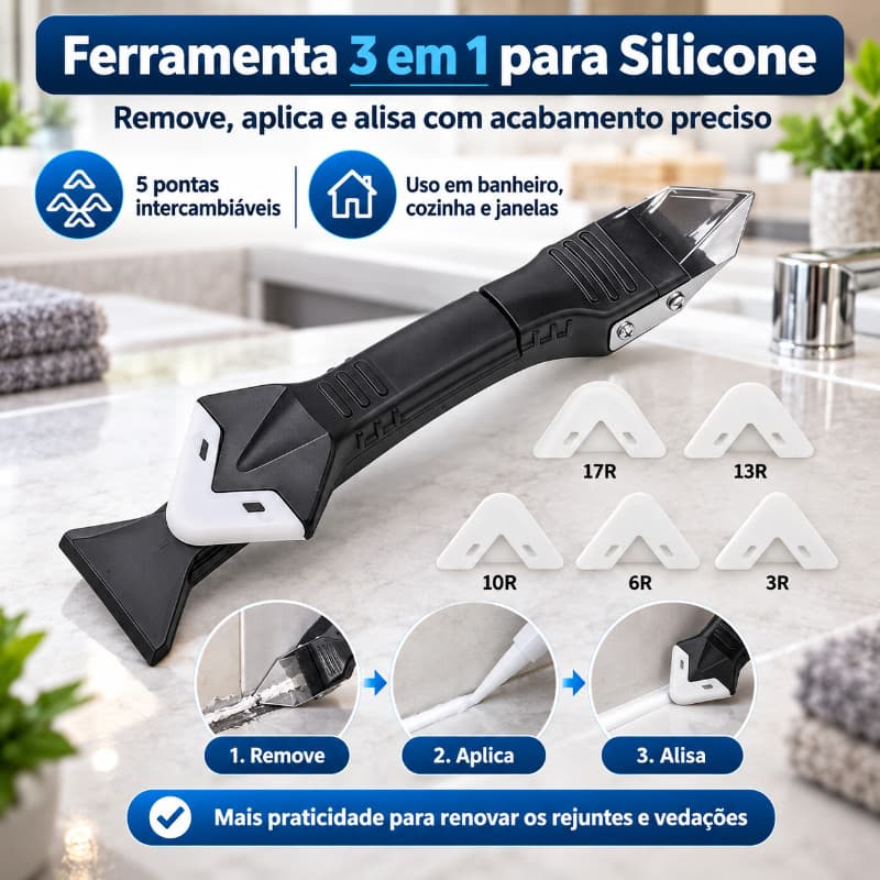 Espátula Para Aplicar e Raspar Rejunte Aplicação Silicone Plástico Raspador Remover Silicone Velho Multiuso 3 em 1 Pared