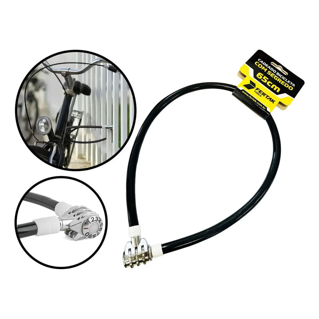 Cadeado Segredo Fertak 65cm Aço Preto Moto Bicicleta Tranca Com Senha