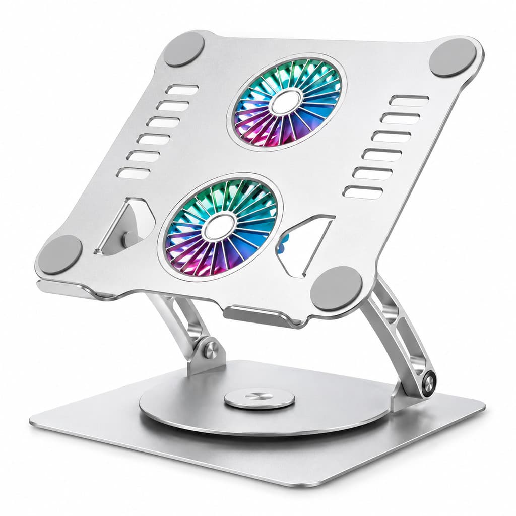Suporte Para Notebook com Cooler Duplo Hrebos SU-230 Alumínio Ajustável Ergonômico Base Refrigerada
