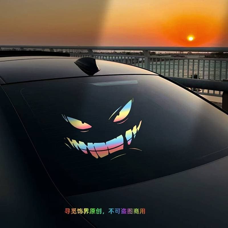 Demônio mal Smiley rosto reflexivo oco adesivo de carro expressão criativa motocicleta personalidade olho decoração ades