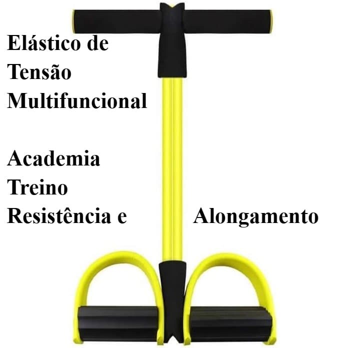 Elástico de Tensão Multifuncional Academia Treino Resistência e Alongamento Amarelo e Preto