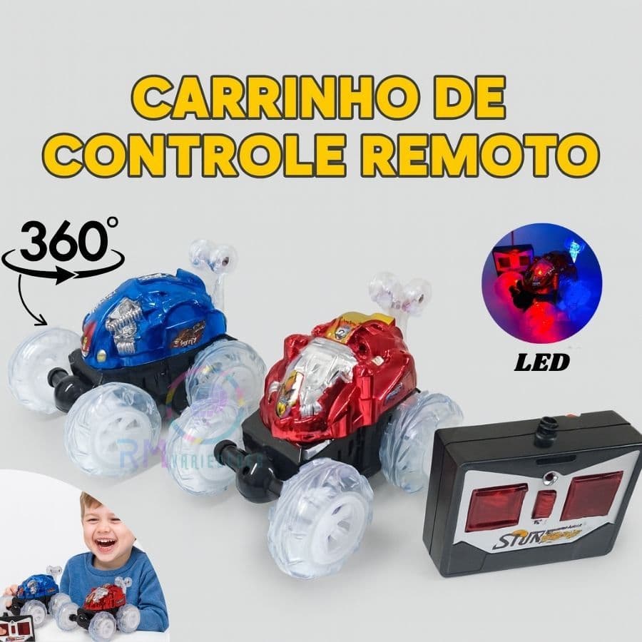 Brinquedo Carrinho De Controle Remoto Com Luzes Maluco 360°