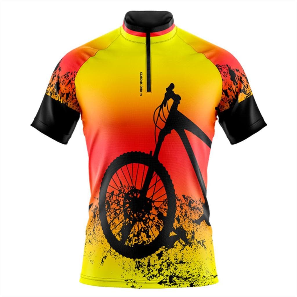 Camisa Ciclismo Masculina Manga Curta Rkc Sports Pneu Laranja UV+50