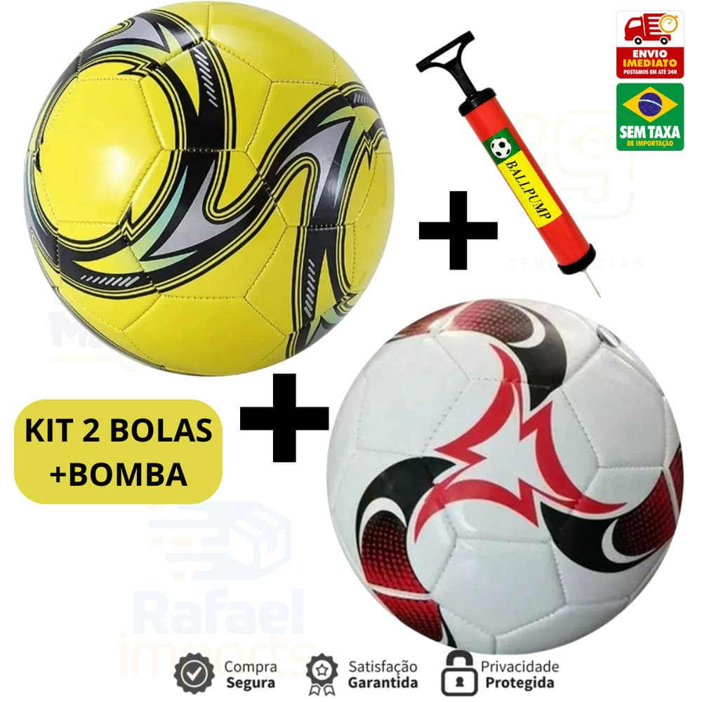 Kit Bola de Futebol Oficial + Bomba Manual Portátil – Couro Sintético Tamanho 5