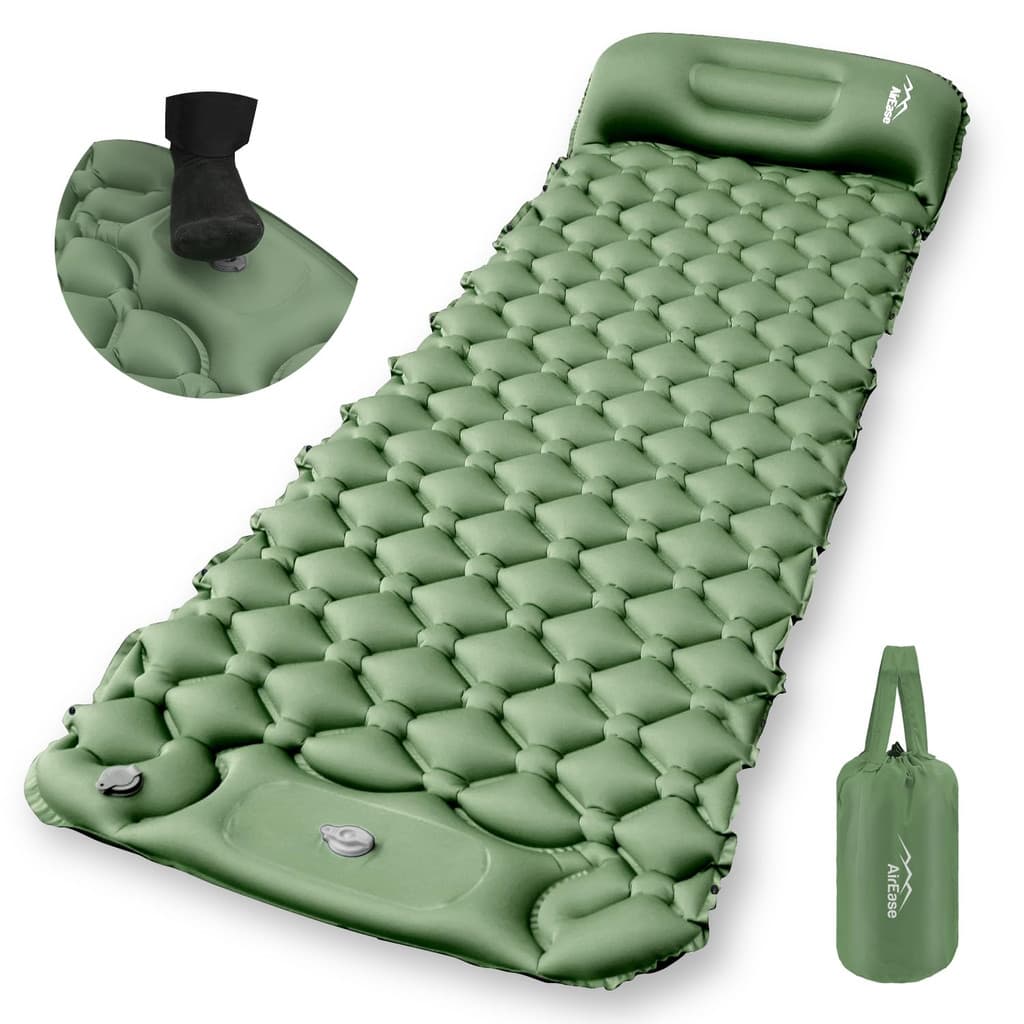 Manta de ar para camping【Modelo Novo 2025･Inflável em 0,25s･Espessura de 10CM】  
Com bomba de pé, R-valor 4.0, espessa,