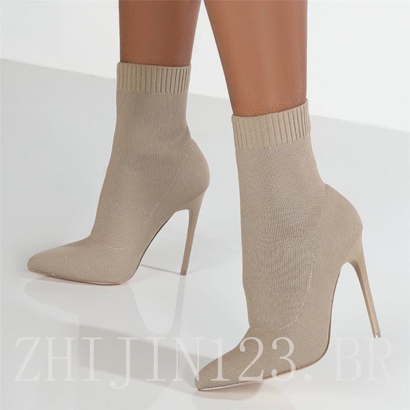 Botas de Salto Alto Femininas da Puff Tower Tamanho Plus