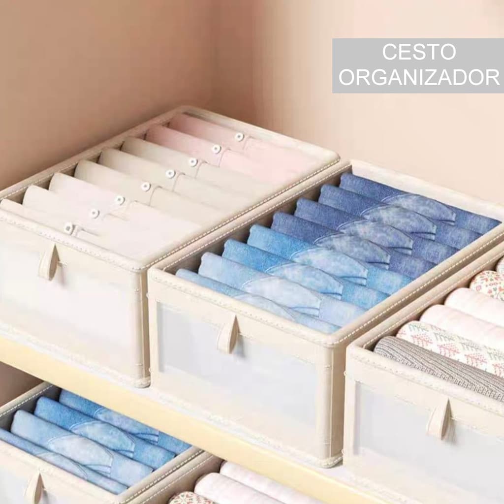 Organizador De Guarda-Roupa Dobrável Com Visor Para Camisetas/Calças/Roupas Intimas