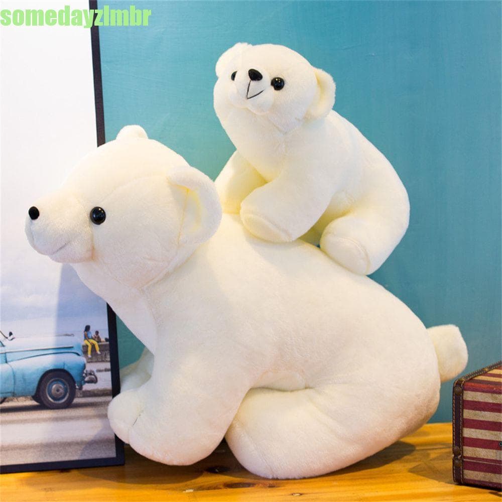 SOMEDAYZL0M Urso Polar Boneca Dos Desenhos Animados Agradável De Pelúcia Lance Travesseiro Branco 25cm Brinquedos
