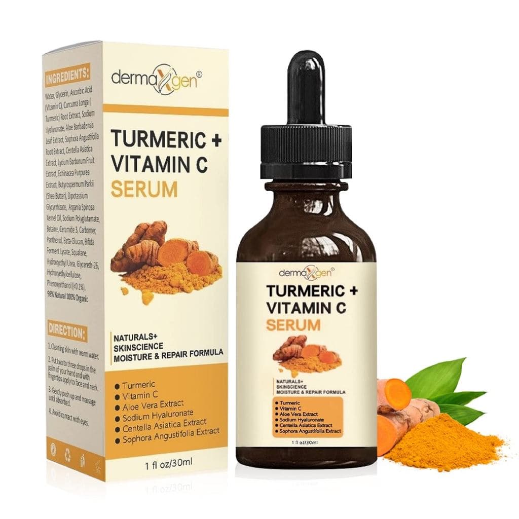 Sérum facial anti-envelhecimento de cúrcuma e vitamina C, PURO ORGÂNICO, reduz rugas, melhora manchas e acne, reafirma a