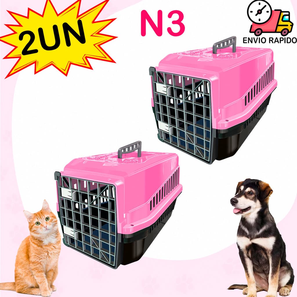 Caixa De Transporte Transportadora Para Cães Gatos Cachorros Pet Confortável 2 Unidades N3