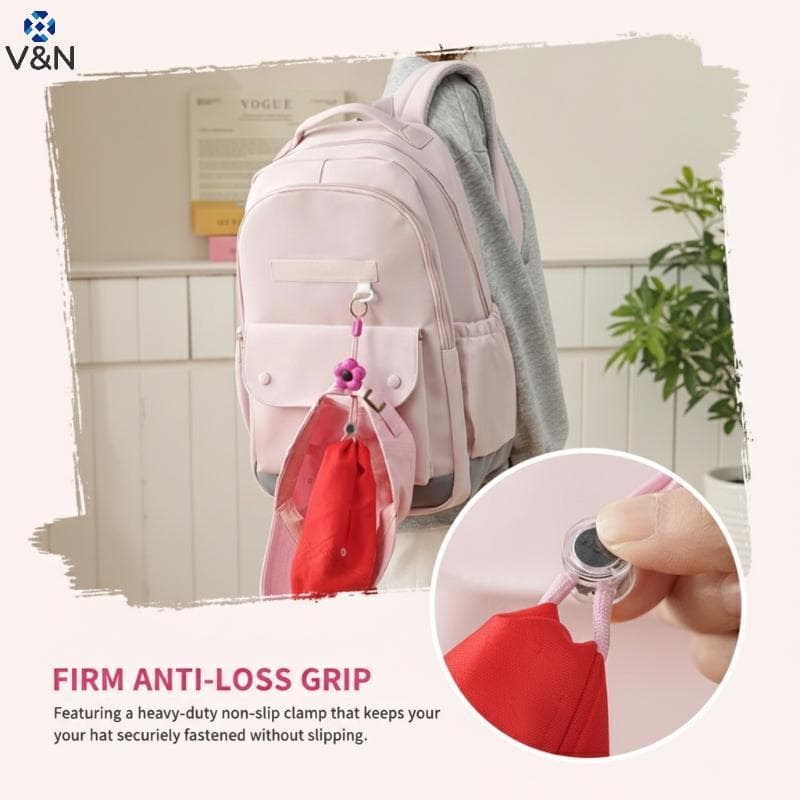 (V & N) Clipe De Chapéu Com Porta-Chapéus De Flores Protetor Multifuncional Para Adultos E Crianças Boné Seguro Viagens