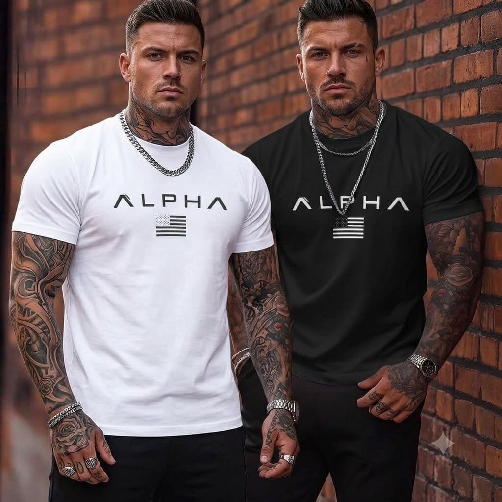 Kit 2 Camisetas Alpha Masculina Lançamento Camisa 100% Algodão Moda