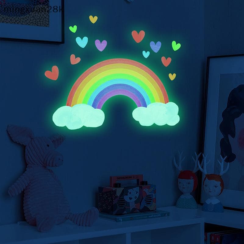 [mingxuan28k] Nuvem De Arco-Íris Que Brilha No Escuro Love Wall Stier Sala De Estar Parede Decorativa Autoadesiva BR