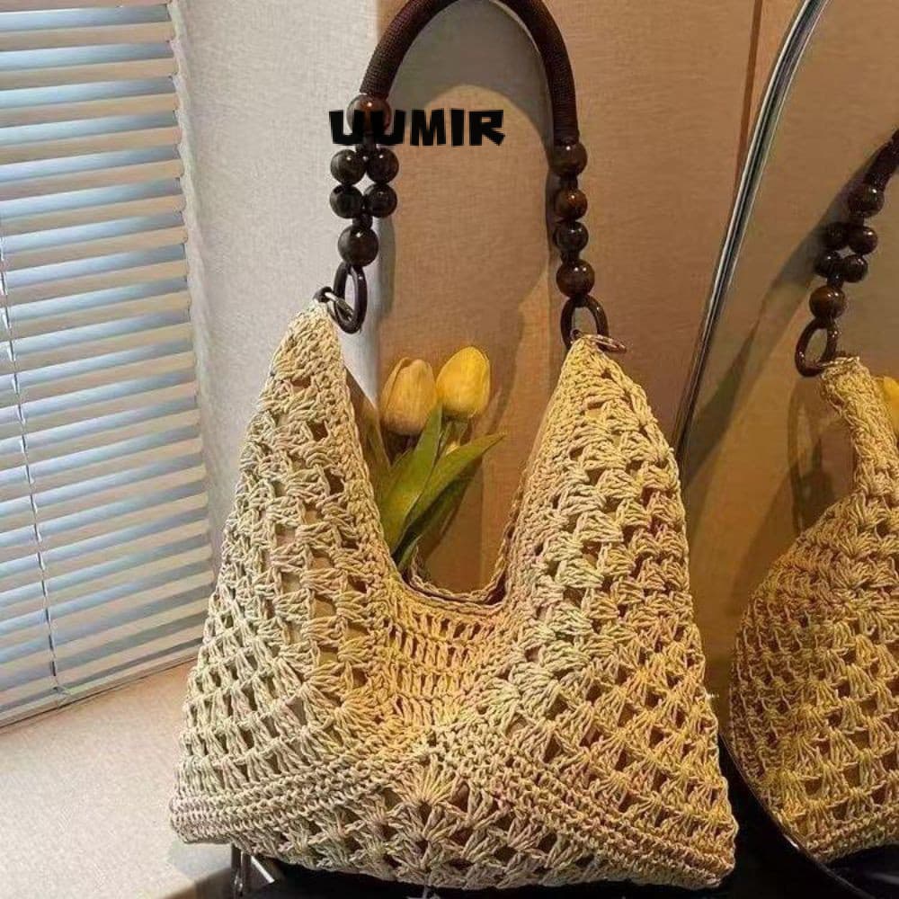 Bolsa De Palha Umir , Praia Boêmia Oca Ombro De Grande Capacidade Para Férias Na