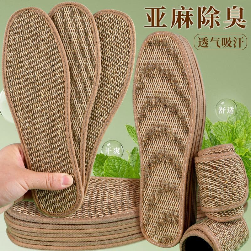 Palmilha Super macia de linho, desodorante de carvão de bambu para homens e mulheres, sola macia, absorvente de suor, la