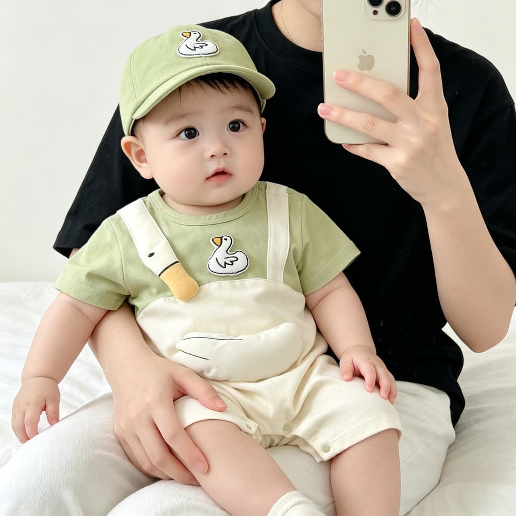 Macacão infantil verão fino de manga curta Super bonito macacão pequeno mês masculino feminino bebê verão Outing roupas