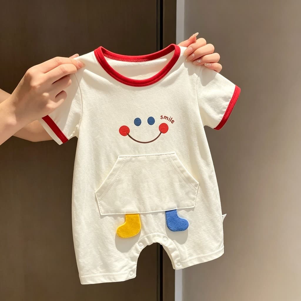 Macacão infantil verão fino de manga curta 0-1 anos de idade mês pequeno masculino feminino bebê verão Outing roupas mac