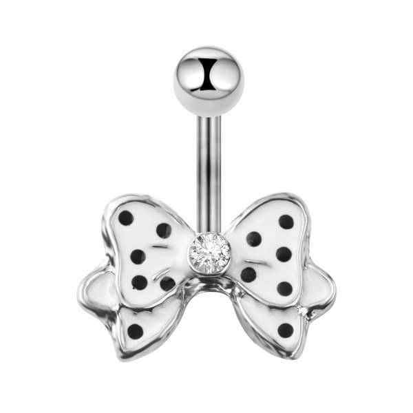 | bijuterias femininas | 【piercing umbigo】 ✥Novo produto transfronteiriço de aço inoxidável preto branco ponto arco nó d