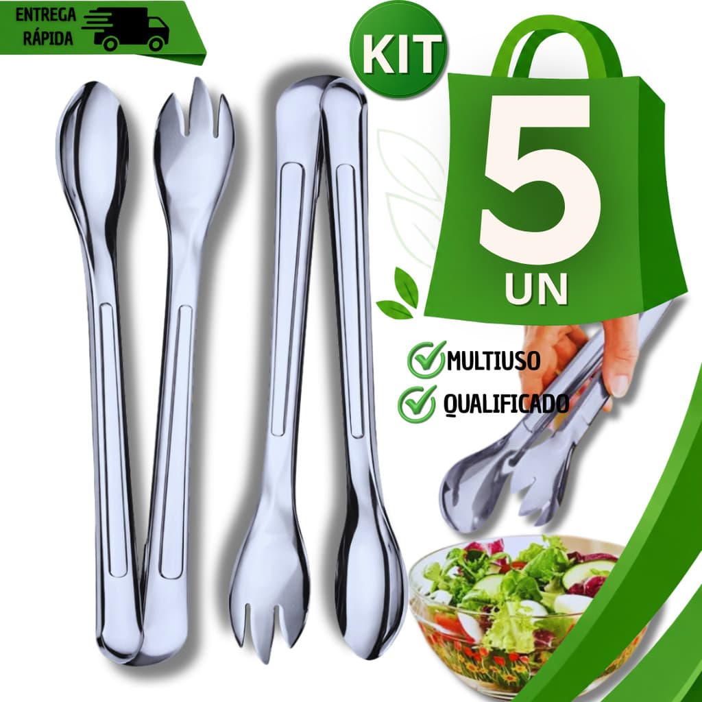 Pegador De Salada Inox  Universal 20Cm Para Massa Churrasco Carne Cozinha Buffet Restaurante