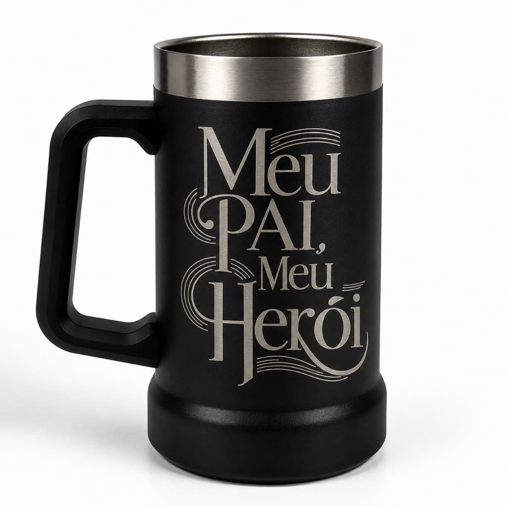 Caneca Térmica Inox 720ml Personalizada Dia dos Pais Grande com Alça Parede Dupla Bebidas Cerveja