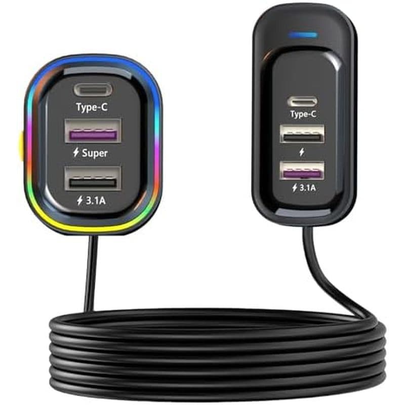 Carregador De Carro USB C , PD Multiporta De 6 Portas 81 W & amp ; Rápido QC3.0 Para Vários Dispositivos , Adaptador De