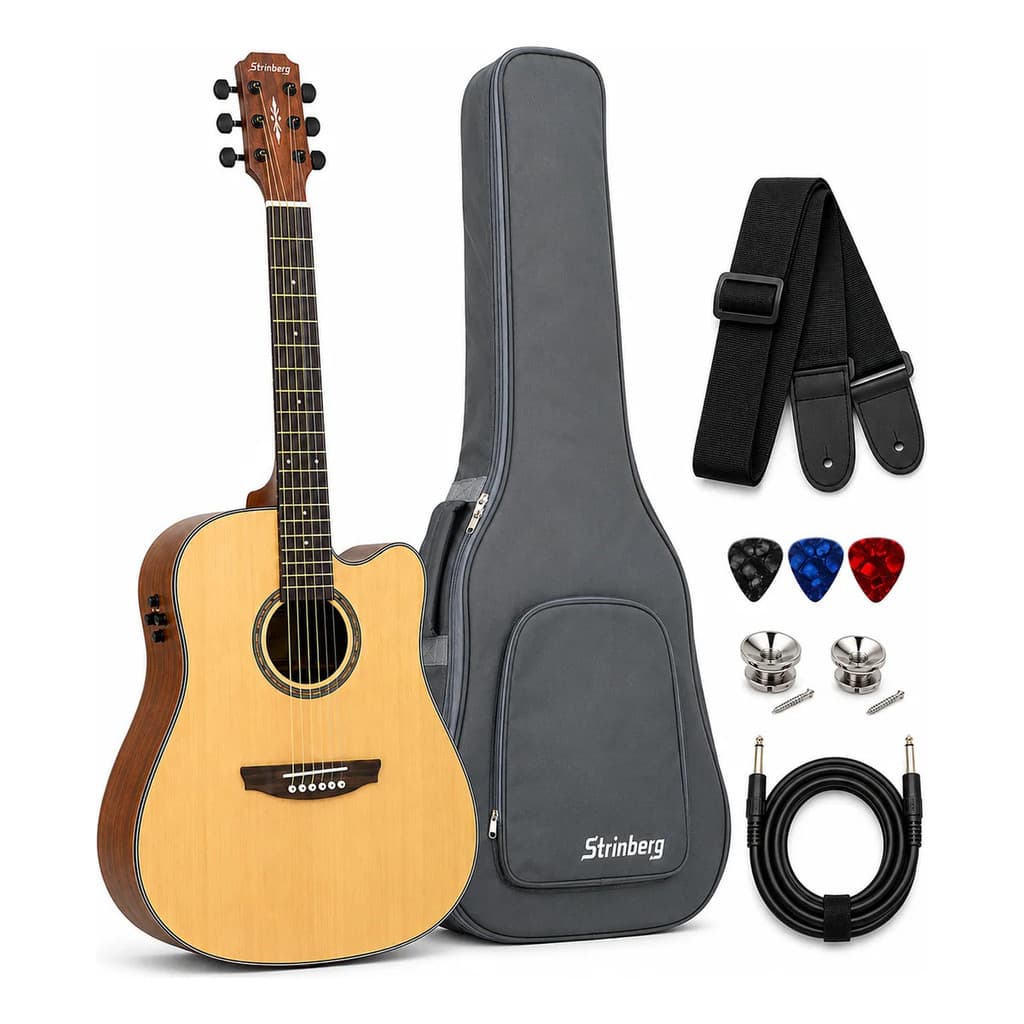 Violão Eletroacústico Strinberg Le50c-ns Aço Com Capa Natura