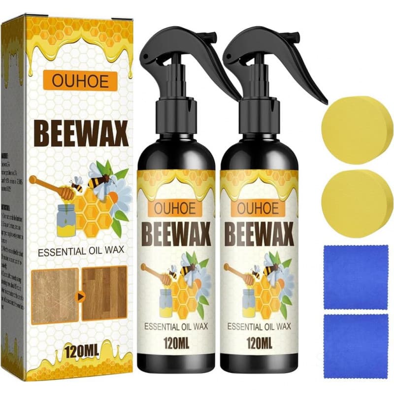 Pacote com 2 unidades de spray de cera de abelha, limpador de cera de abelha, polidor de móveis, adequado para salas de