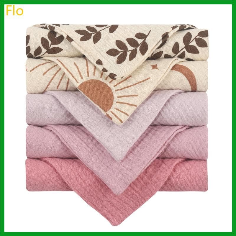 Flo 5 Pcs Toalha Rosto Multiuso Para Bebê Toalhas Musselina Lenço Gaze Respirável