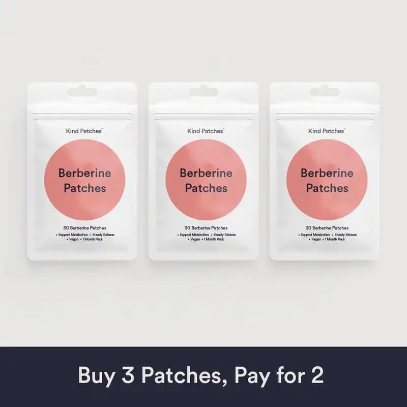 3 Pacotes de Patches de Berberina, Suporte ao Metabolismo, Liberação Gradual, Ingredientes de Origem Vegetal, Absorção p