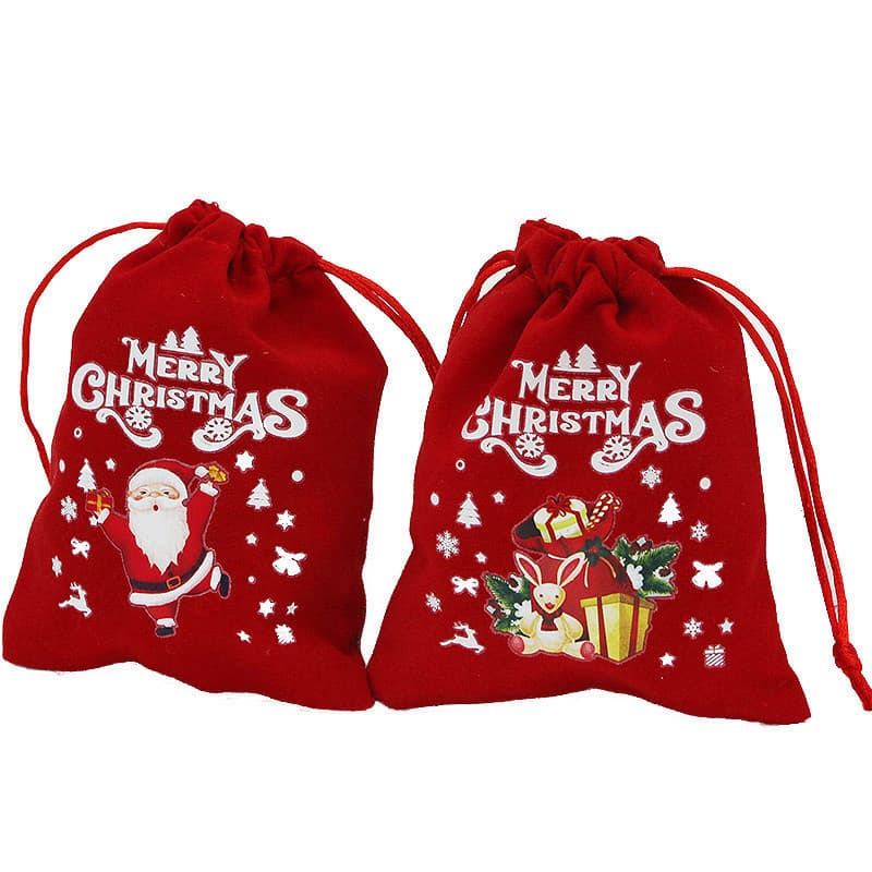 5 Pçs/Saco 10 * 12cm Feliz Natal Veludo Pano De Presente Embalagem De Doces Decoração De Ano Novo