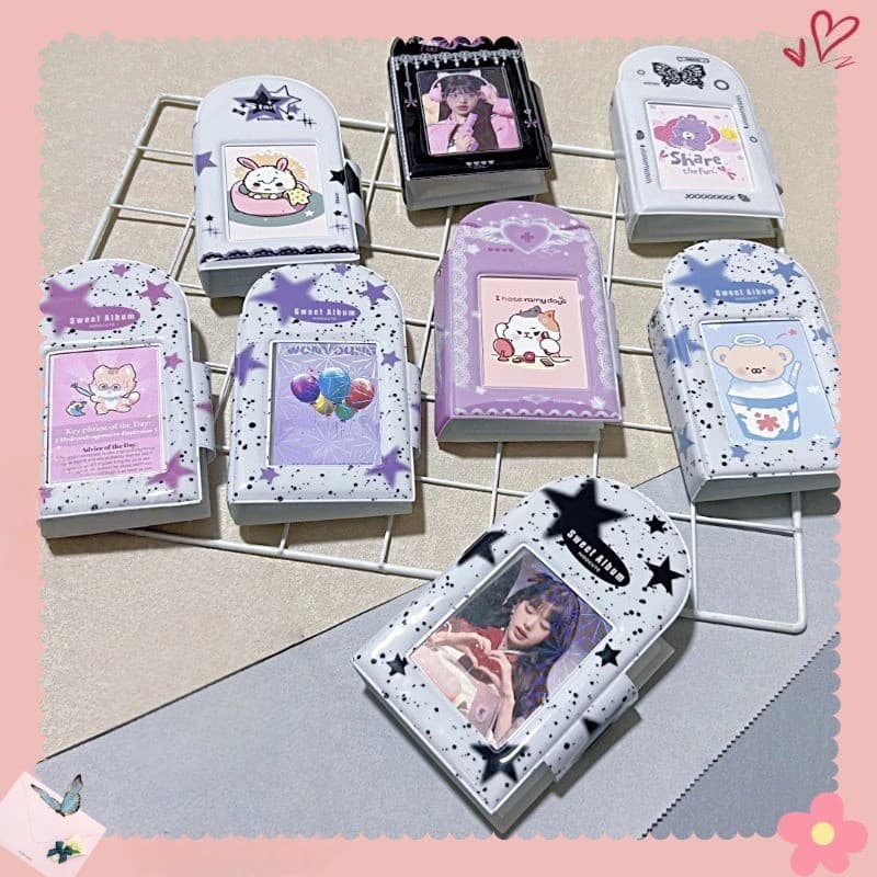 Álbum de Fotos Borboleta, Coração e Estrela 3 Polegadas PP 40 Compartimentos para Cartões de Fotos 3IFE