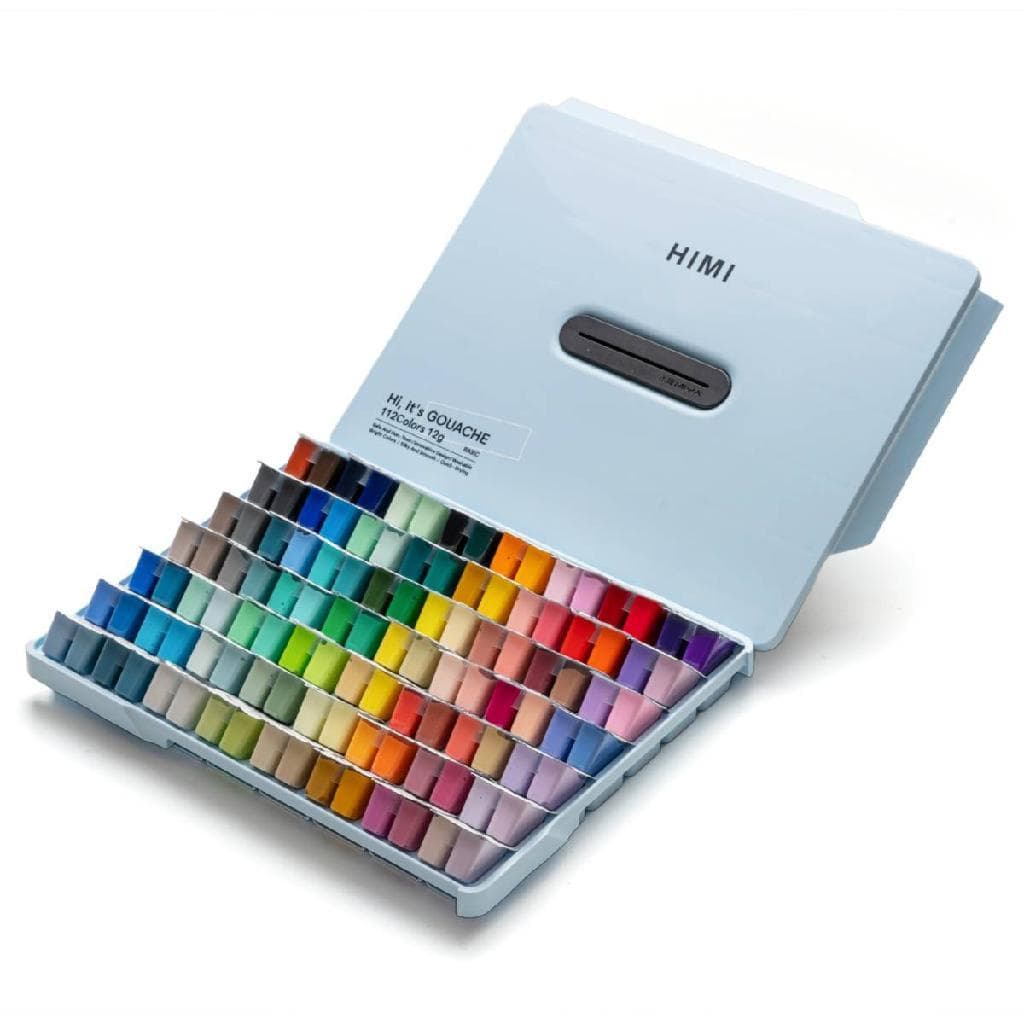 Tinta Guache Profissional Himi 112 Cores Estojo Azul