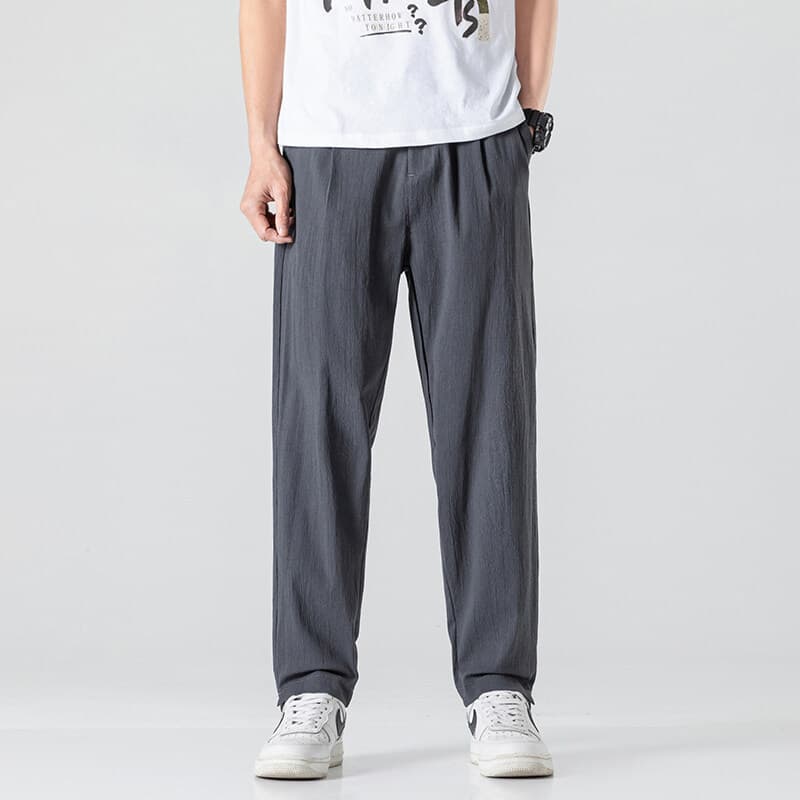 Tang terno calças masculinas estilo reto casuais novo estilo chinês calças masculinas verão algodão linho calças