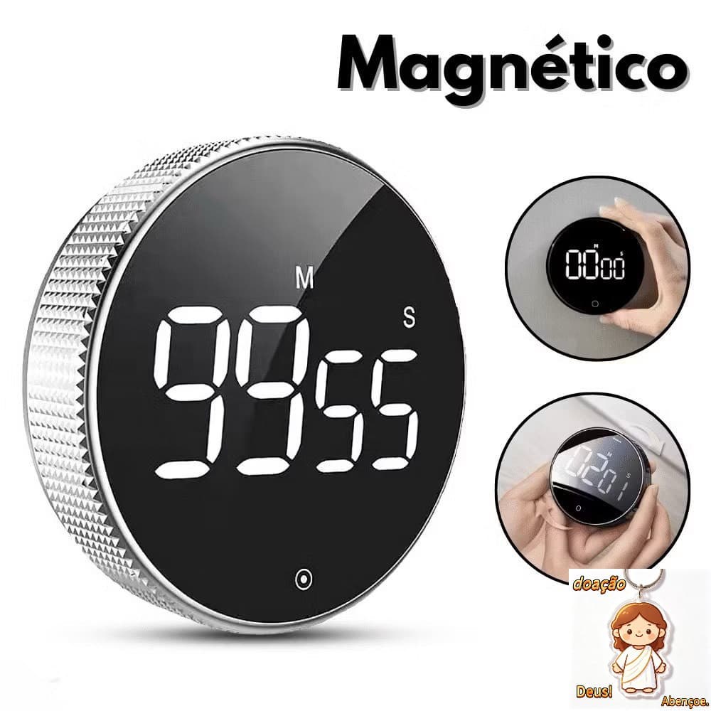 Temporizador Digital Programável Timer De Cozinha Magnético Alarme Relógio Academia Cronometro