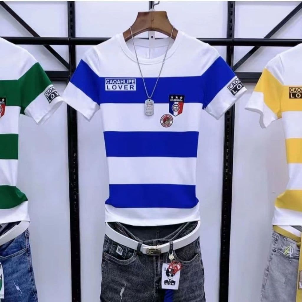 Camiseta masculina de verão puro algodão manga curta fino ajuste meia manga apertado na moda All-Match Street Wear listr