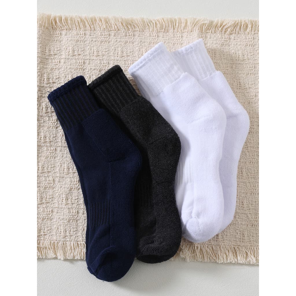 Crianças meias de inverno engrossado cinza escuro meados de tubo meias de algodão desossado Terry marinho masculino femi