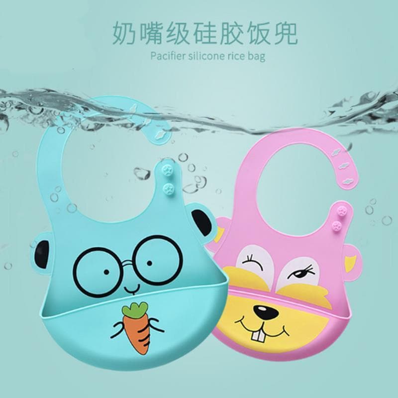 Babador de Silicone para bebês, babador grande à prova d'água para refeição, bolso alimentação de bebês, bolso para