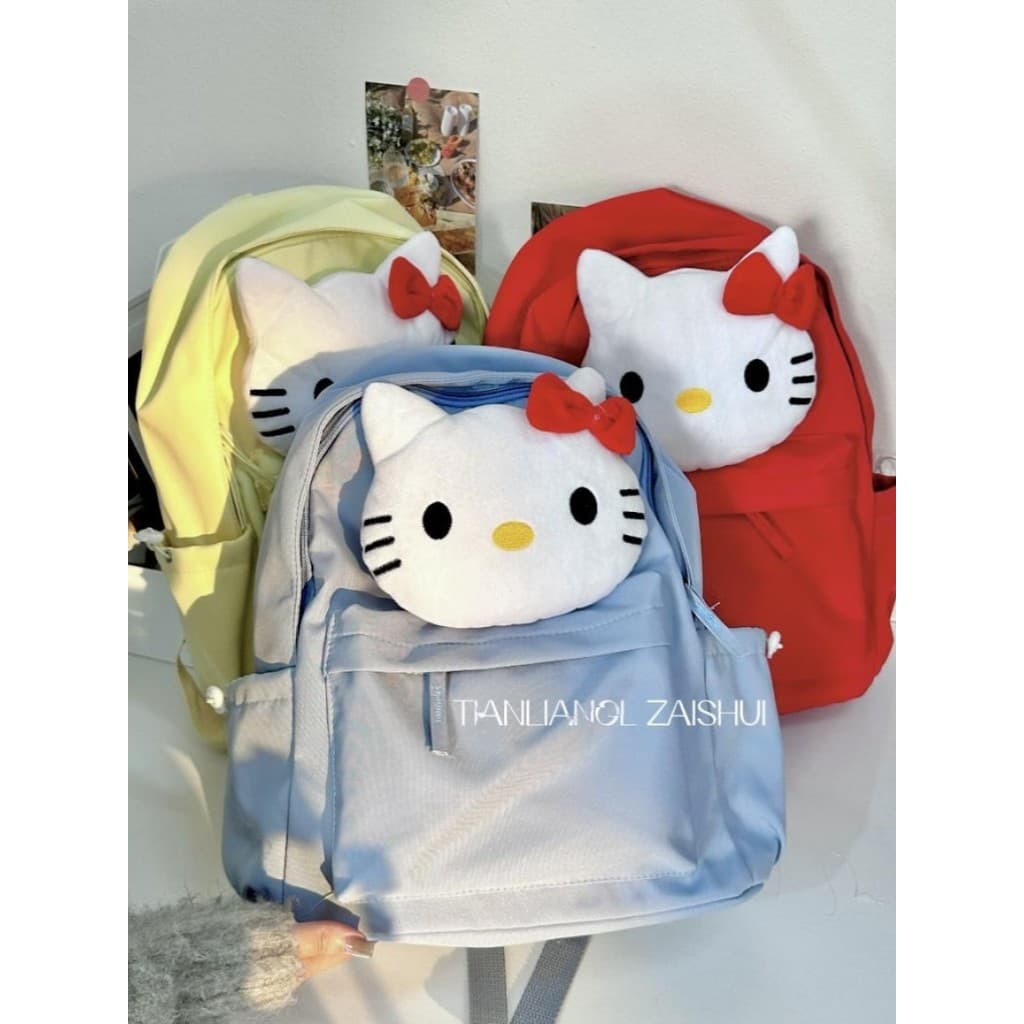 Japonês Original KT gato bonito mochila menina júnior estudante do ensino médio de pelúcia grande capacidade mochila est