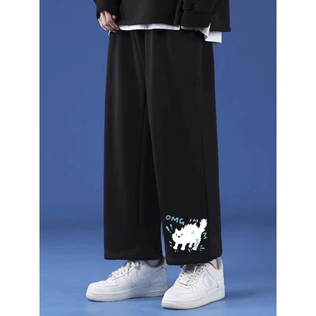 Calças compridas de verão estilo fino masculino solto em linha reta Casual gato tornozelo comprimento calças Street Wear