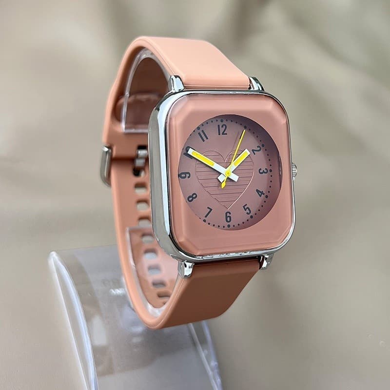 Novas senhoras quadradas pele-Feel fita de Silicone relógio de pulso simples moda Casual estudante relógio de quartzo