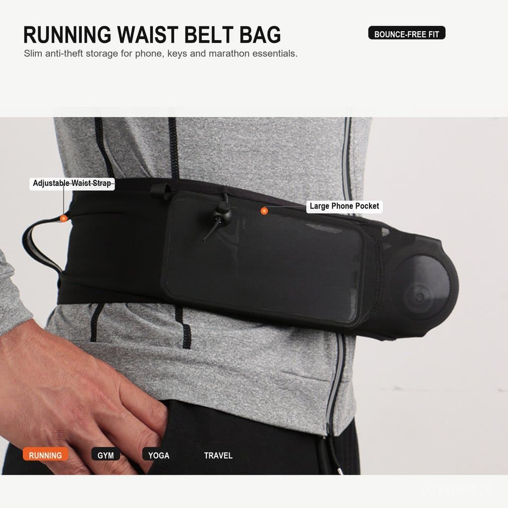 Bolsa de Cintura para Corrida para Telefone, Pochete Antifurto Fina para Maratona, Academia, Yoga e Esportes ao Ar Livre