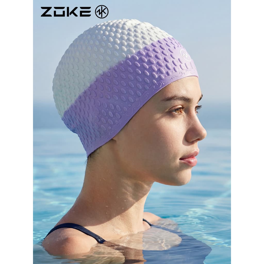 Zoke Touca de natação de Silicone Extra grande, à prova d'água, cuidados com os cabelos, proteção para os ouvidos, zke,