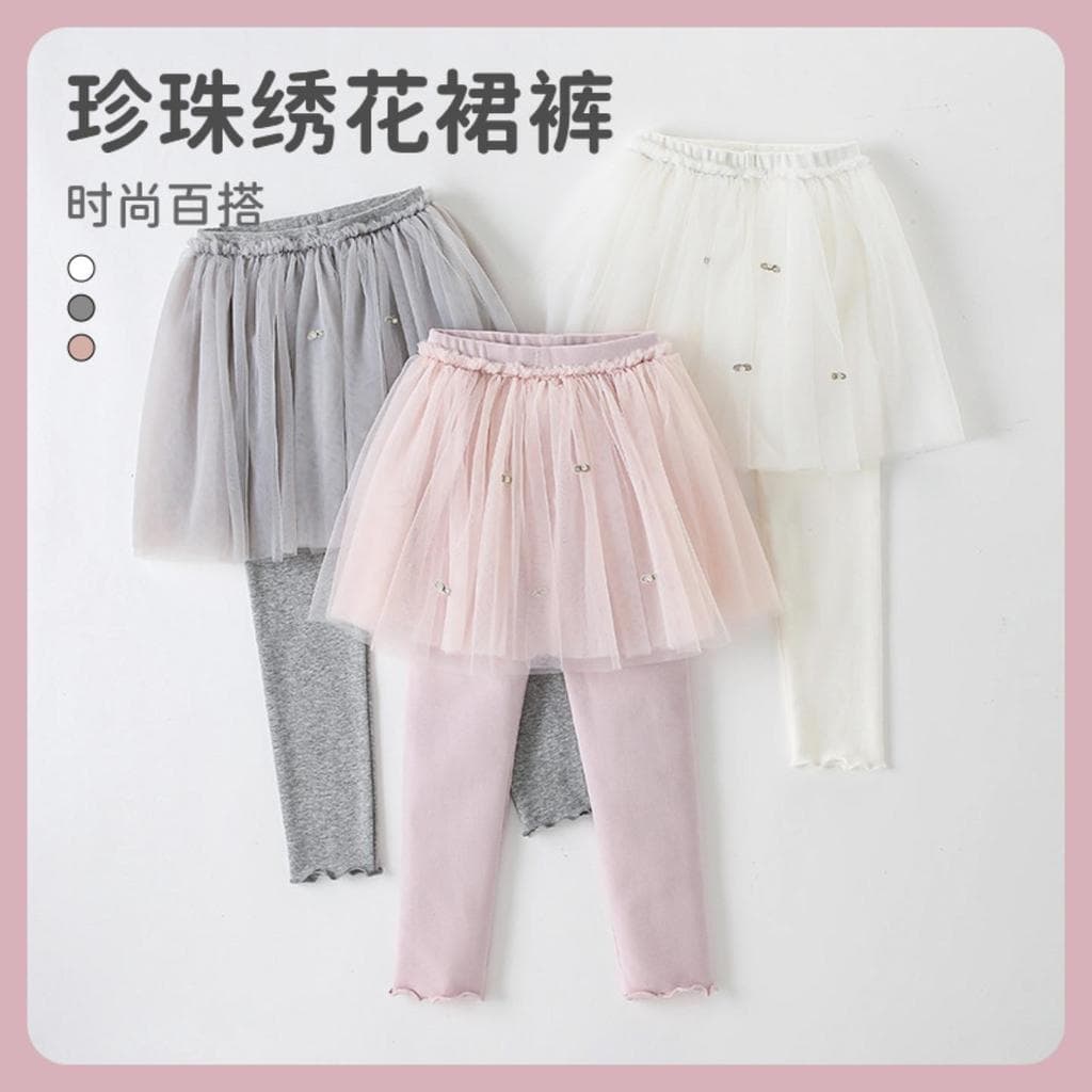 Leggings para meninas Calças estritamente selecionadas Saias falsas de duas peças para crianças Primavera Outono Culotte