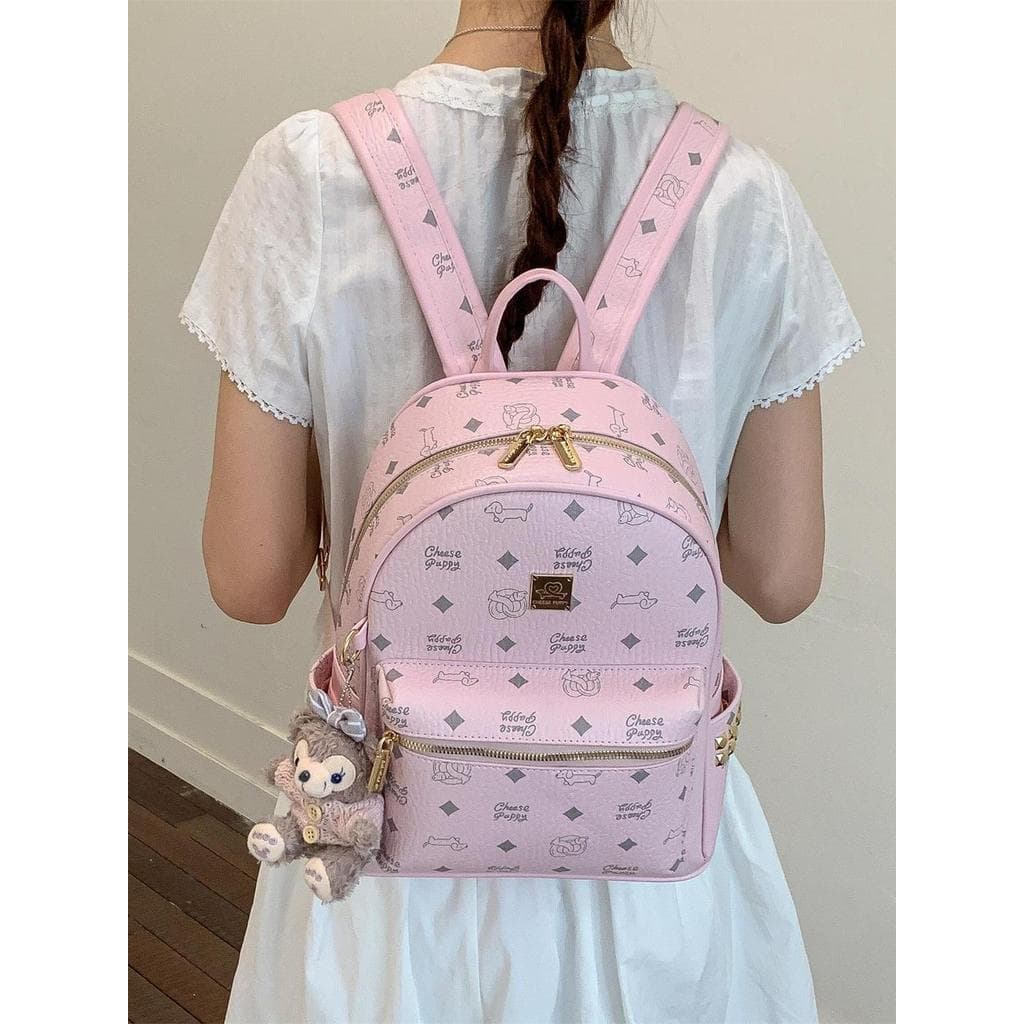 Muzi rua menina estilo rosa mochila 2026 versão coreana moda impressa mochila grande capacidade mochila Casual feminina