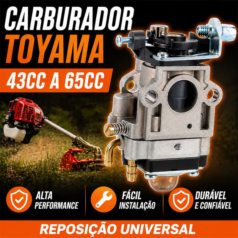 Carburador para Roçadeira 2 Tempos 43cc 52cc 58cc 65cc Compatível com Toyama Tekna Nagano Vulcan